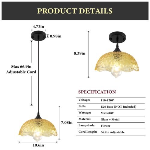 Gold Glass Pendant Light for Kitchen Island