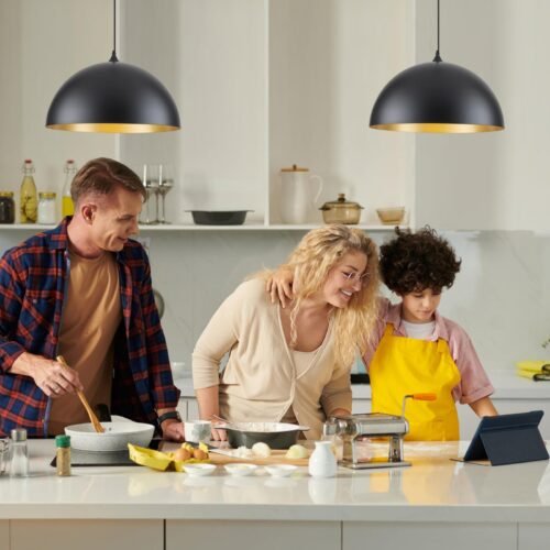 19.7" Black Large Oversized Modern Farmhouse Pendant Light 2-Pack