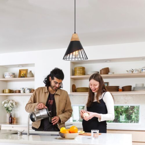 9.4" Black Modern Farmhouse Pendant Light
