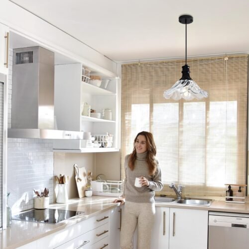 Black Modern Farmhouse Pendant Light with Clear Glass