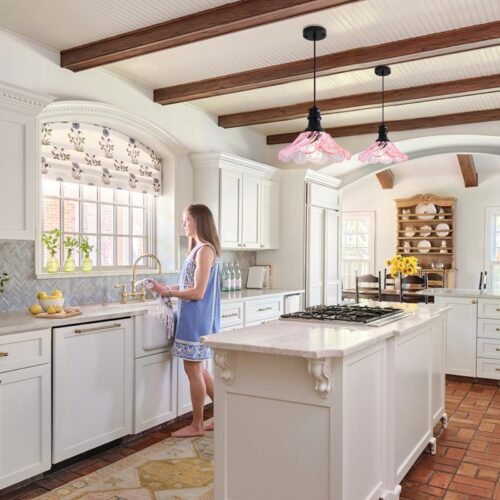 10" Black and Pink Farmhouse Pendant Light 2-Pack