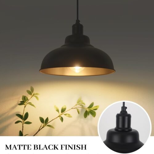 11.4" Matte Black Farmhouse Industrial Pendant Light 2-Light