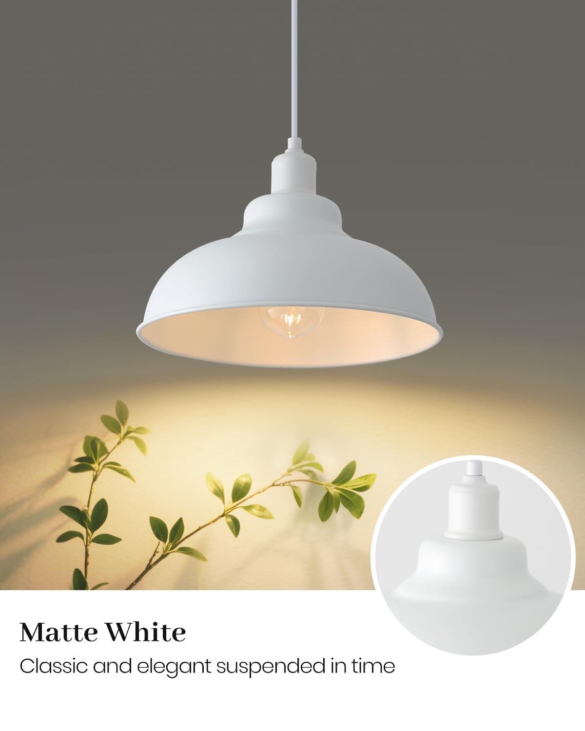 11.4" White Farmhouse Modern Pendant Light 2-Pack - Image 2