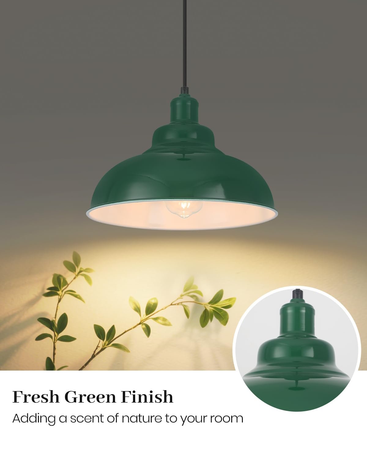 11.4" Green Modern Farmhouse Pendant Light 2-Pack - Image 6