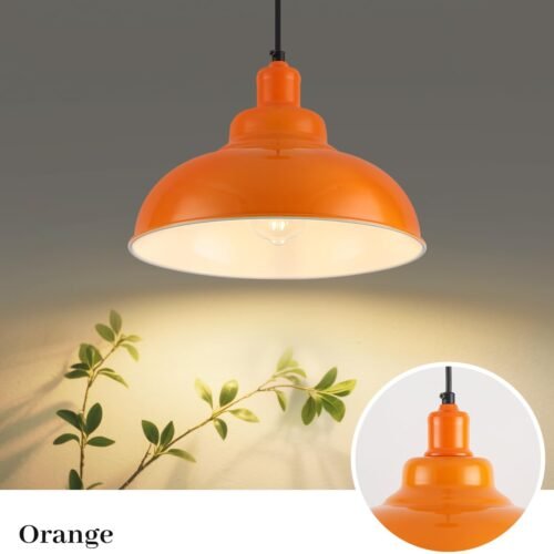 11.4" Orange Dome Farmhouse Industrial Pendant Light 3-Pack