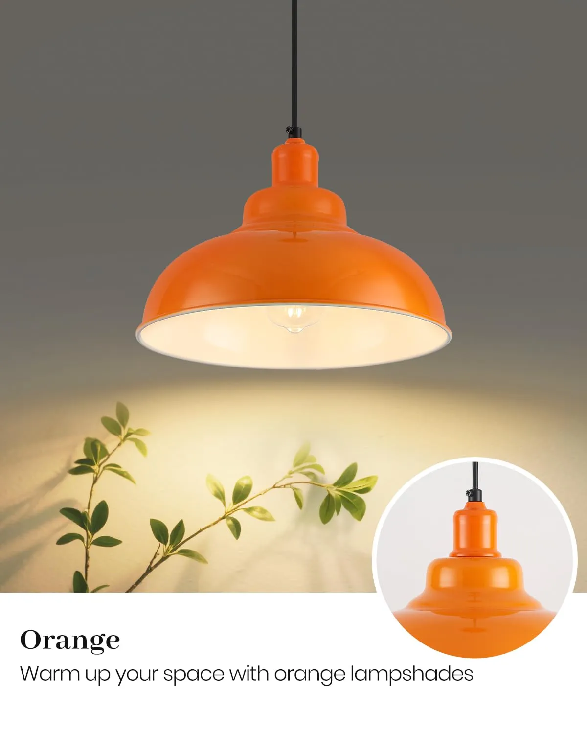 11.4" Orange Dome Farmhouse Industrial Pendant Light 3-Pack - Image 2
