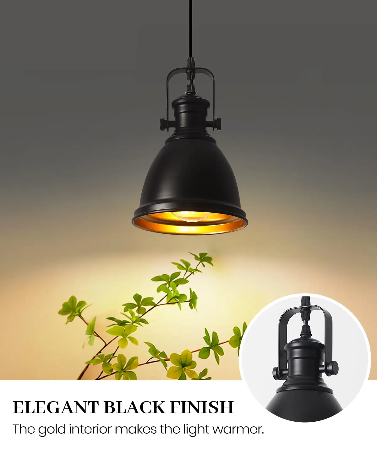6.5" Black Vintage Farmhouse Pendant Light 3-Pack - Image 3