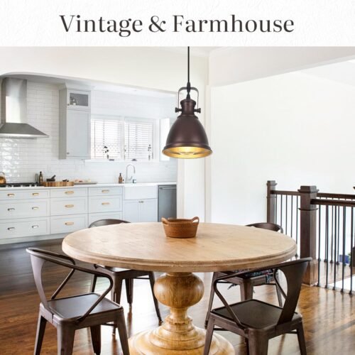 6.5" Brown Vintage Farmhouse Pendant Light 3-Pack