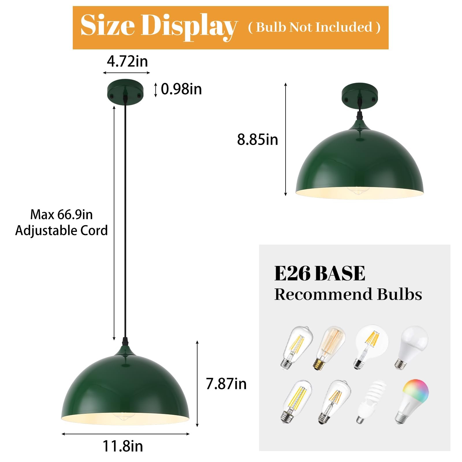Green Dome Modern Pendant Light - Image 2