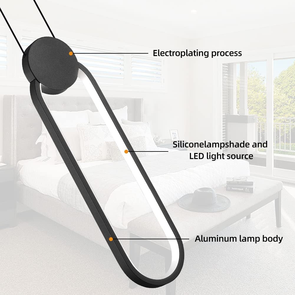 Black Modern LED Oval Pendant Light 2-Pack - Image 7