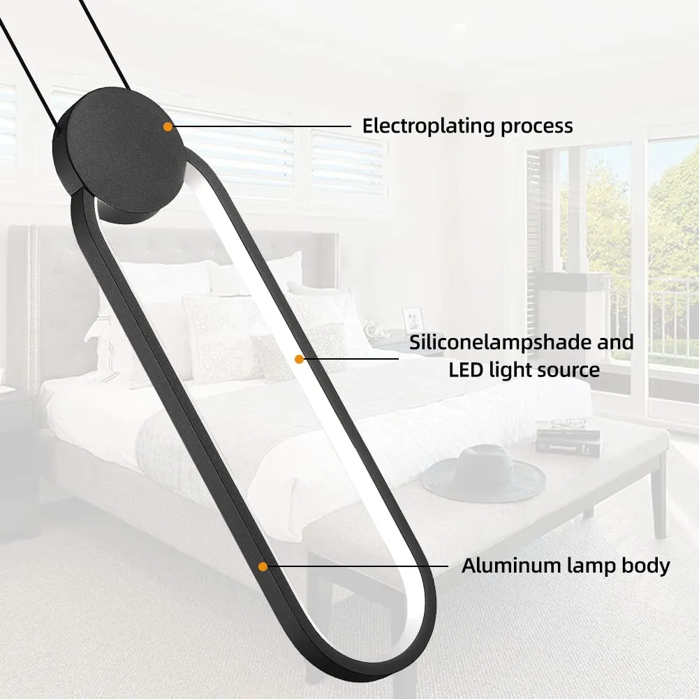 Black Modern LED Oval Pendant Light 2-Pack - Image 7