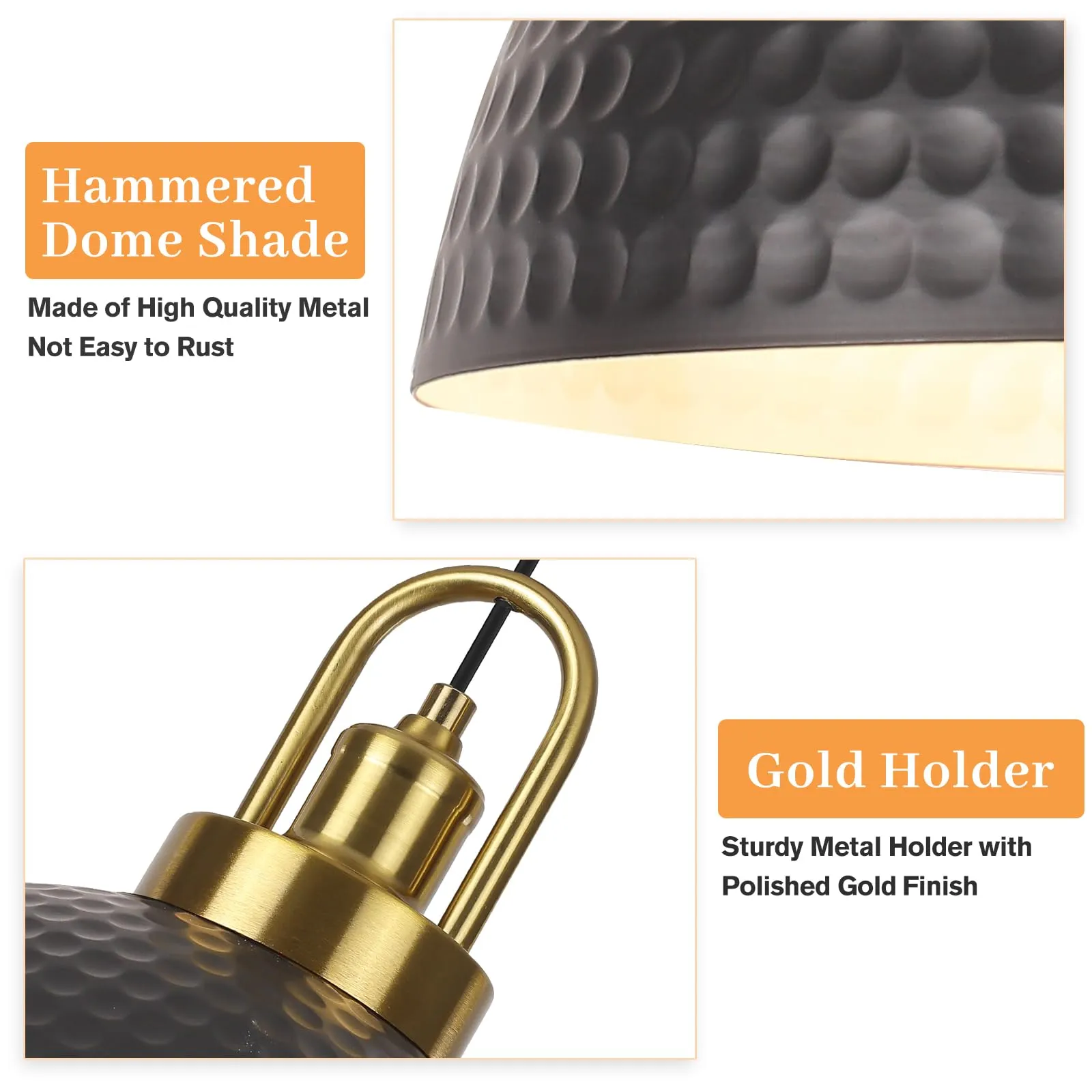 Black Vintage Farmhouse Hammered Pendant Light - Image 7