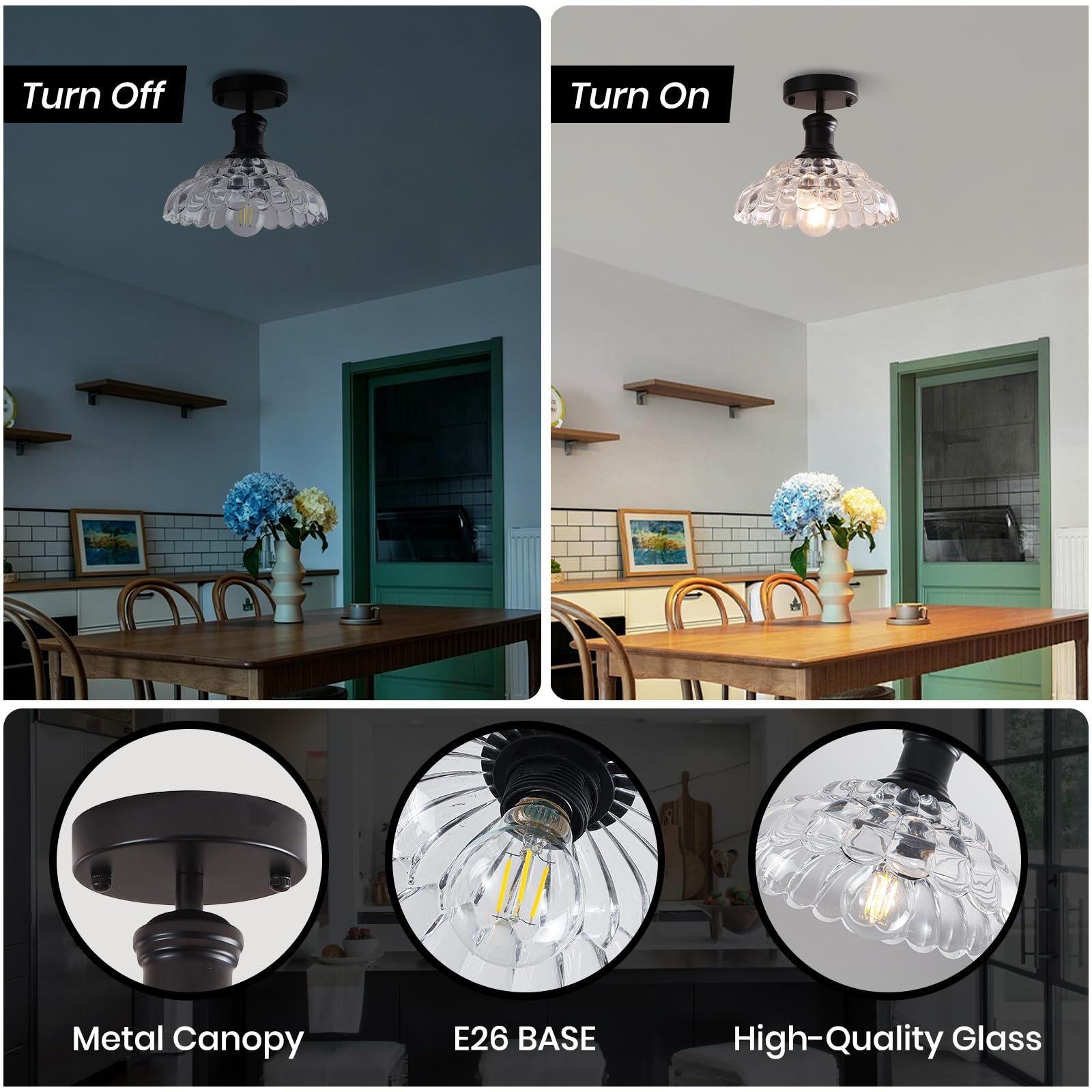 Vintage Semi Flush Mount Ceiling Light - Image 3
