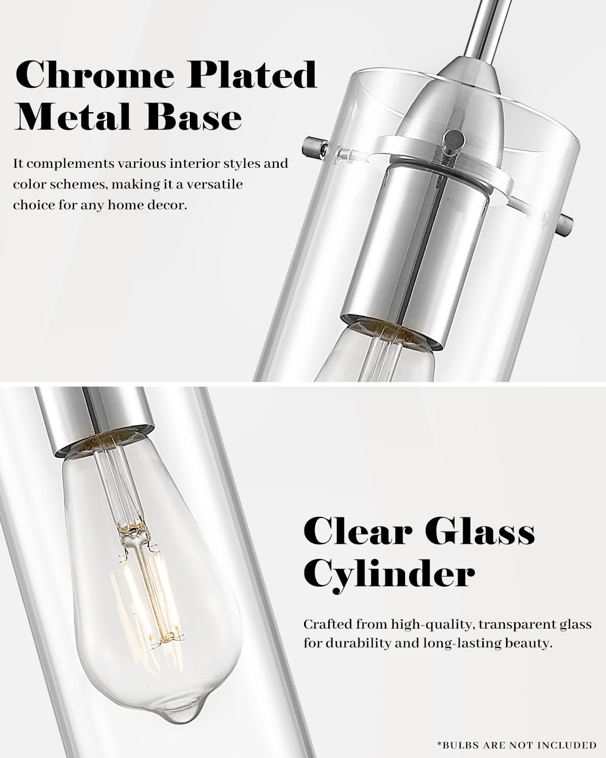Chrome Modern Glass Pendant Light 3-Pack - Image 2