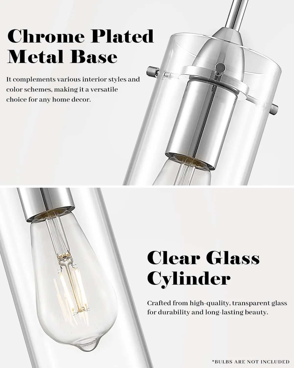 Chrome Modern Glass Pendant Light 3-Pack - Image 2