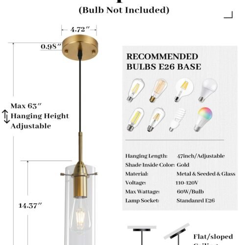 Gold Modern Blown Glass Pendant Light 3-Pack
