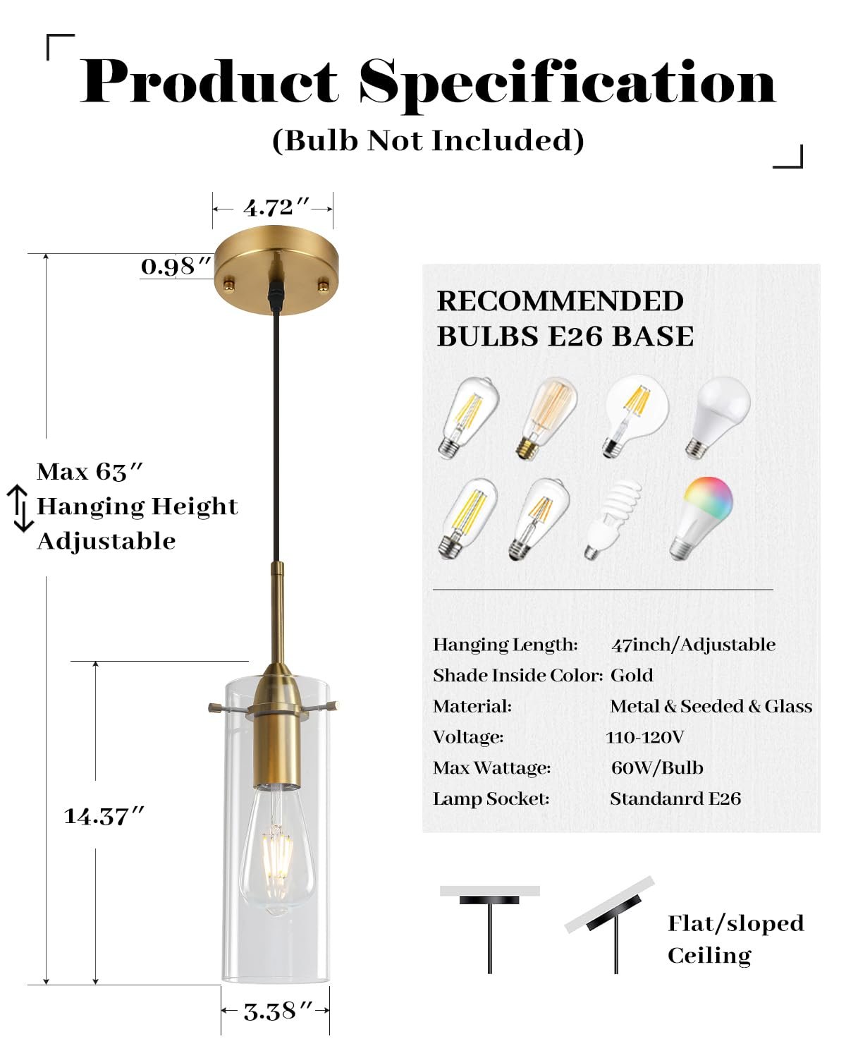Gold Modern Blown Glass Pendant Light 2-Pack - Image 2