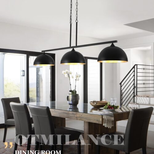 Black Farmhouse Industrial 3-Light Island Pendant Light