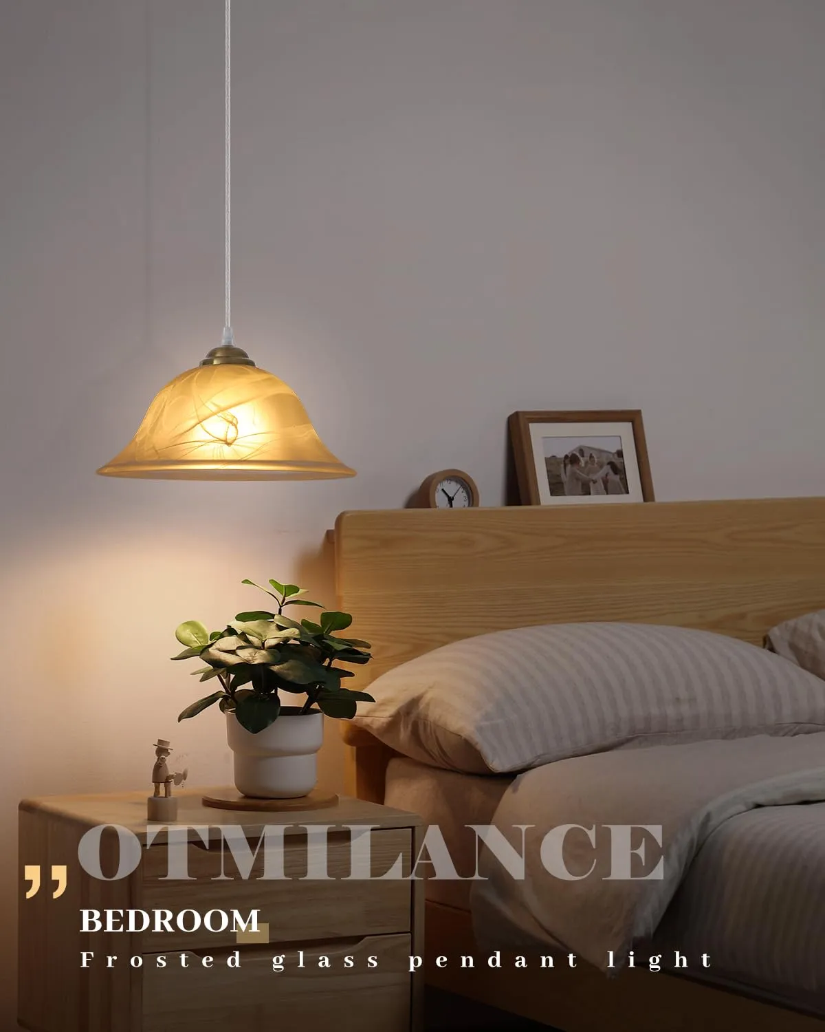 Vintage Gold Frosted Glass Pendant Light 11.8" - Image 4