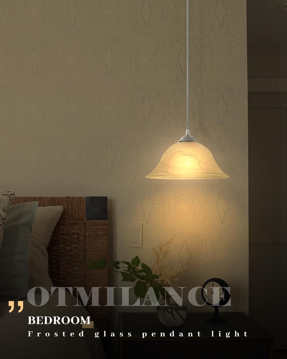 Chrome Farmhouse Frosted Glass Pendant Light 11.8" - Image 3