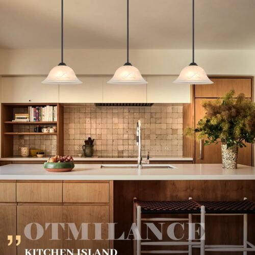Black Farmhouse Alabaster Glass Pendant Light 11.8