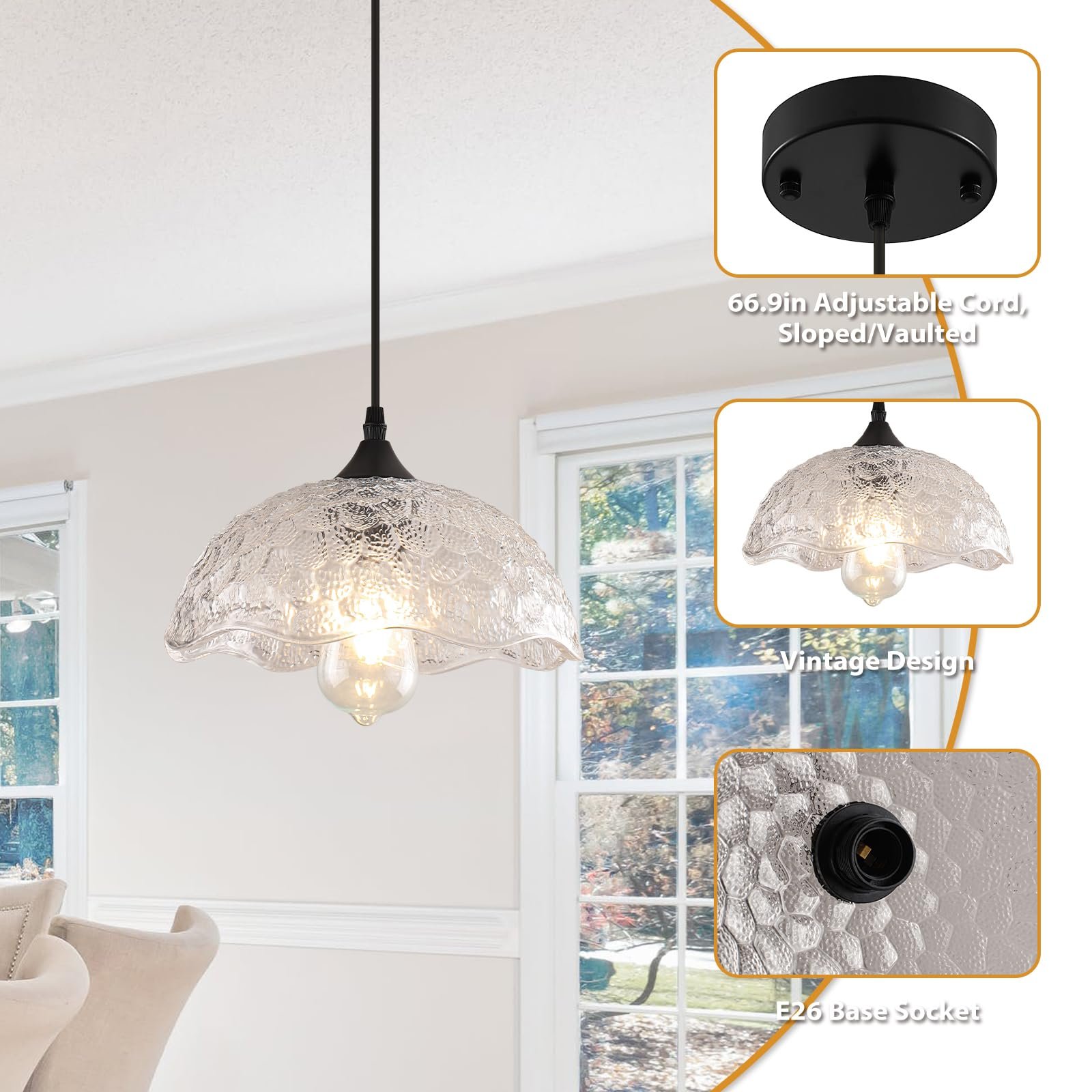 Farmhouse 11-Inch Clear Glass Pendant Light - Image 8