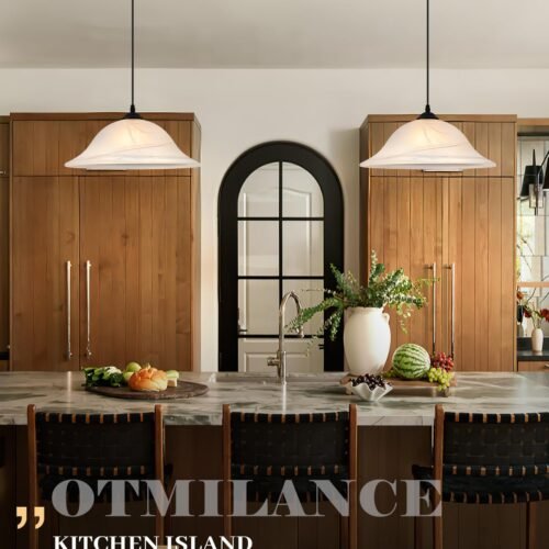 Black Oversized Farmhouse Frosted Glass Pendant Light 16