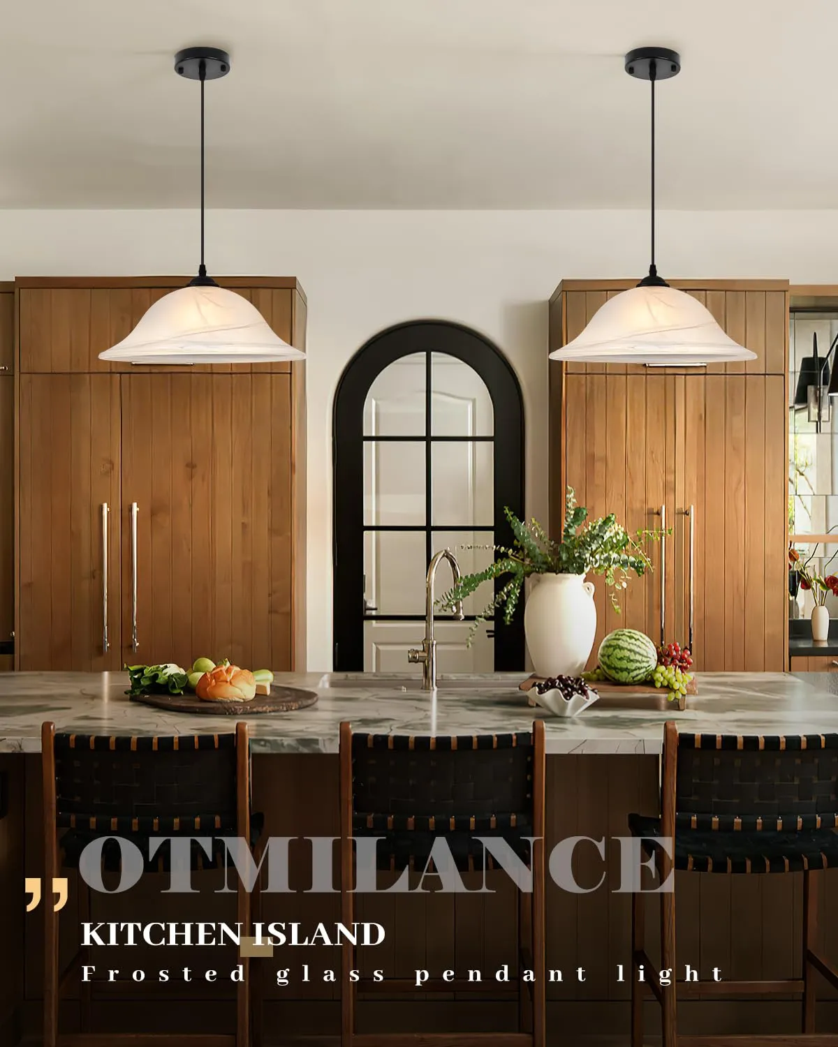 Black Oversized Farmhouse Frosted Glass Pendant Light 16" - Image 2
