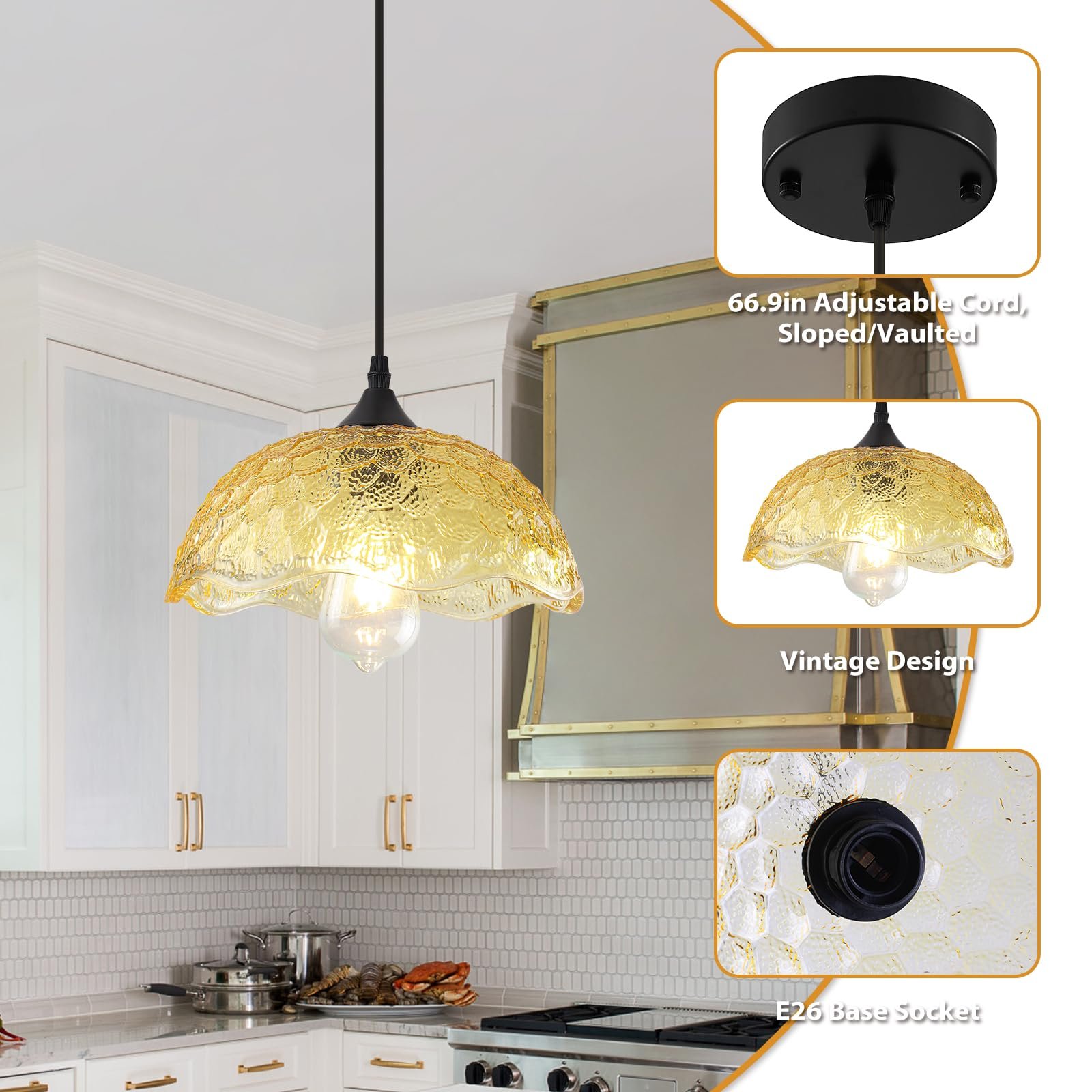 Gold Glass Pendant Light for Kitchen Island - Image 8