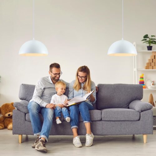 19.7" White Oversized Farmhouse Pendant Light 2-Pack
