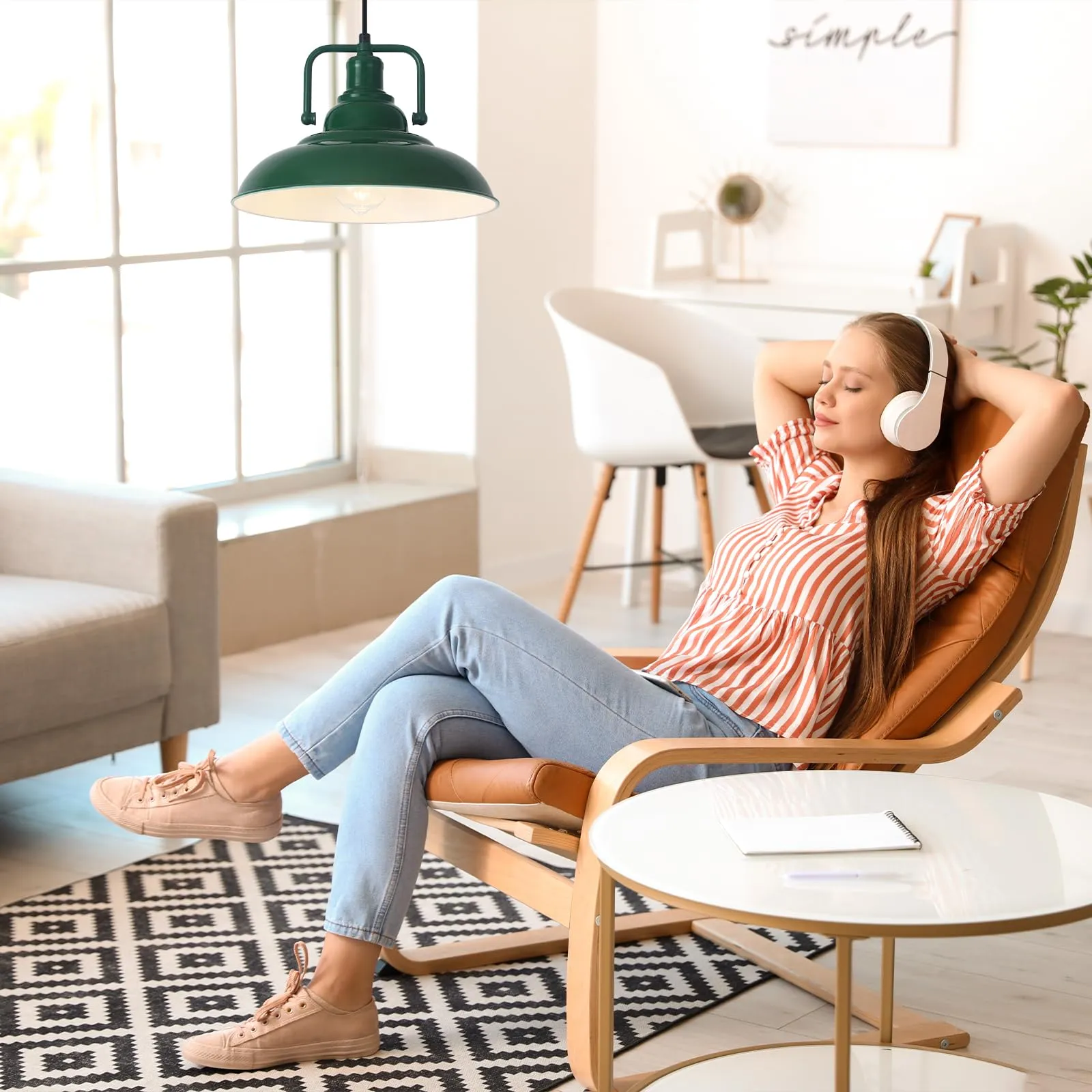 12.5" Green Modern Farmhouse Pendant Light 2-Pack - Image 6