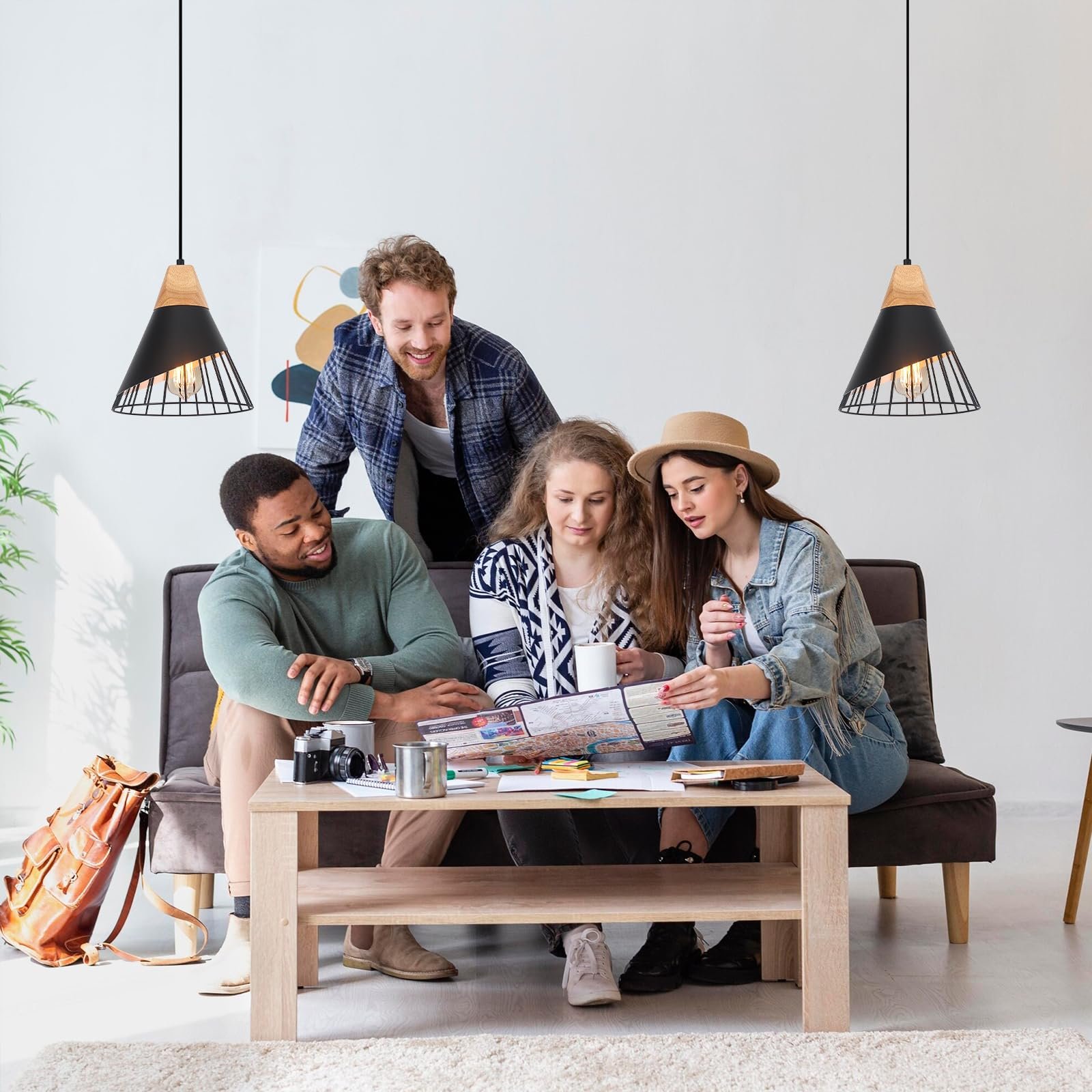 9.4" Black Modern Farmhouse Pendant Light - Image 7