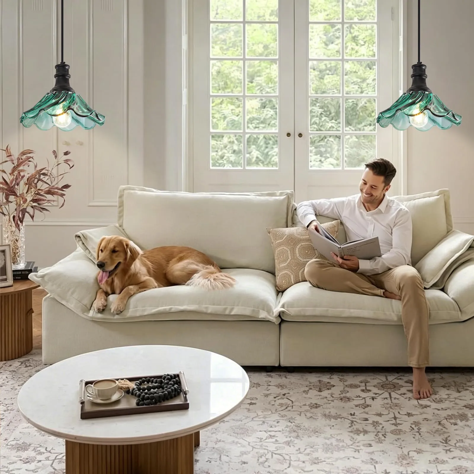 10" Black and Green Farmhouse Pendant Light 2-Pack - Image 6
