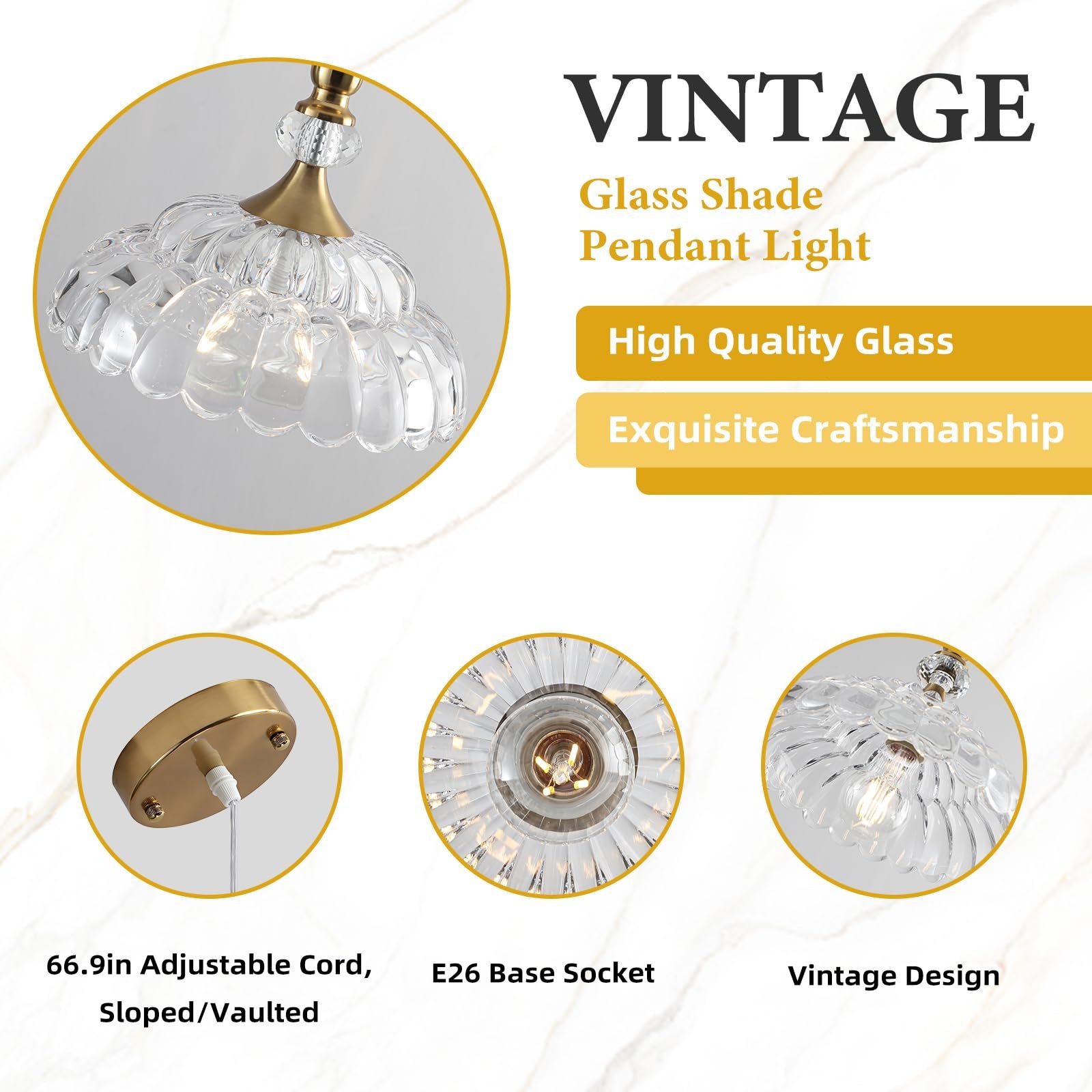 Champagne Bronze Farmhouse Pendant Light with Flower Shade - Image 7
