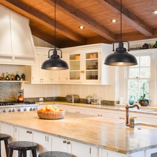 11.4" Black Farmhouse Industrial Pendant Light 3-Pack