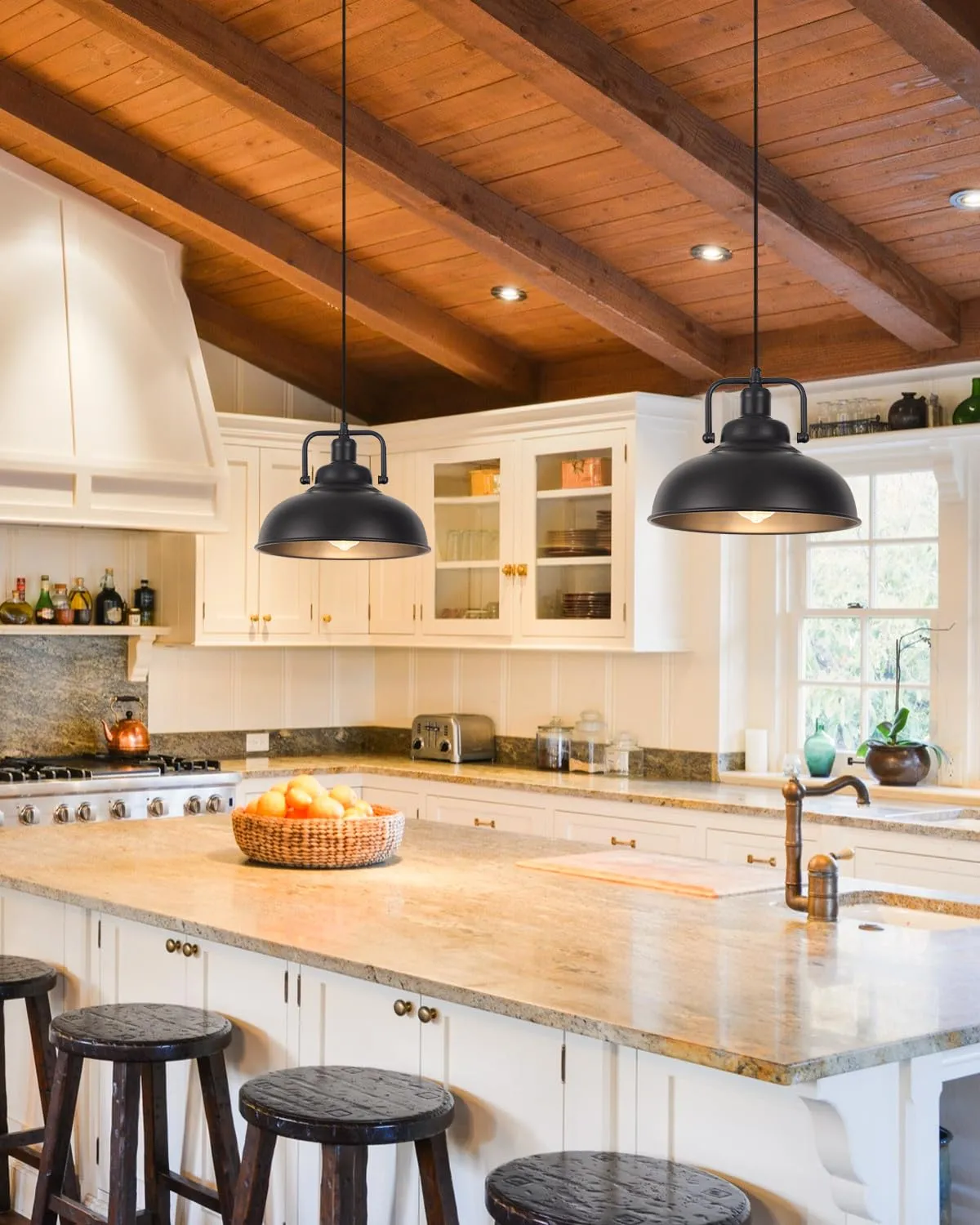 11.4" Black Farmhouse Industrial Pendant Light 3-Pack - Image 2