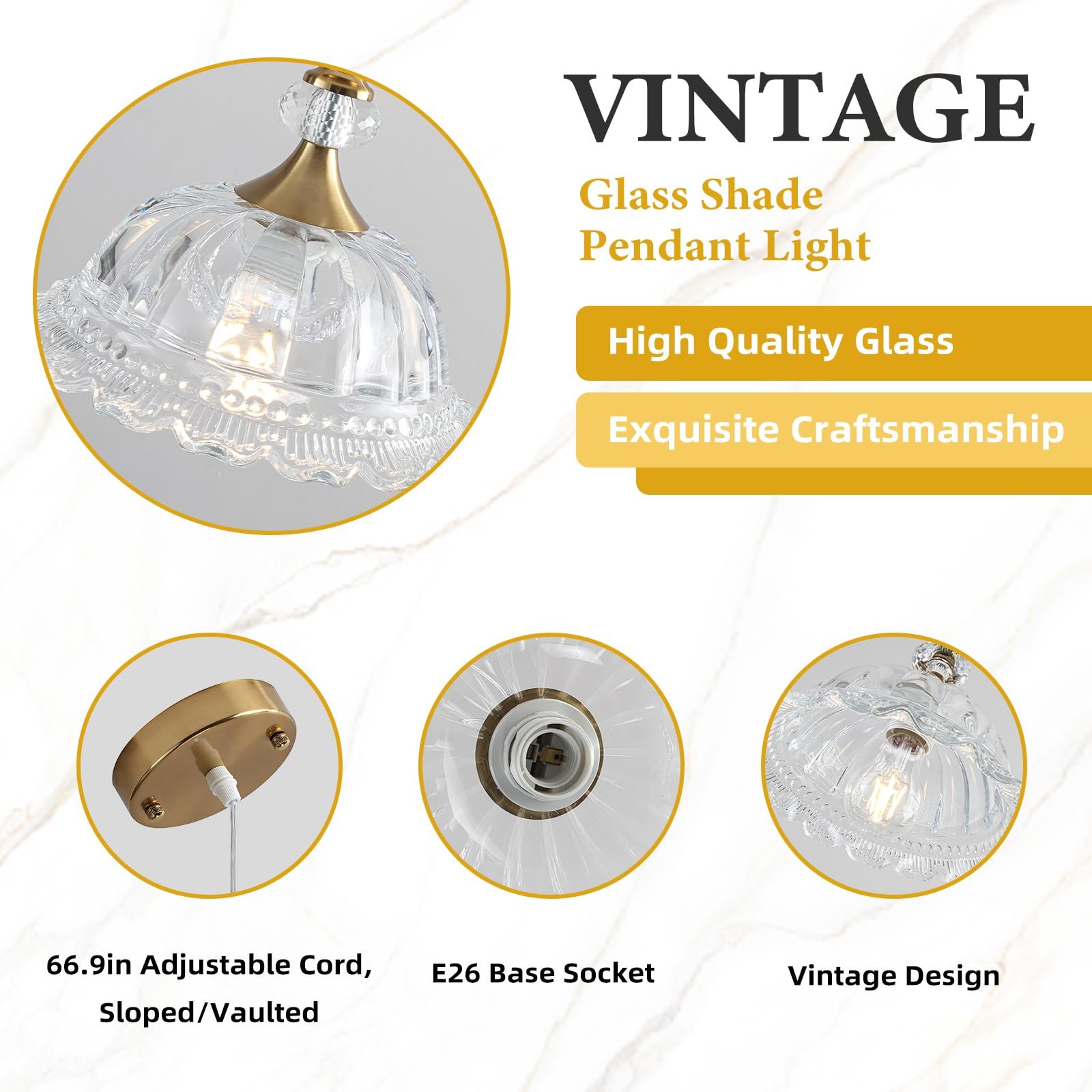 Champagne Bronze Glass Pendant Light with Flower Shade - Image 3