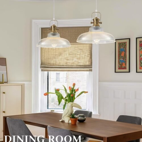 12" Gold Modern Farmhouse Pendant Light 2-Pack