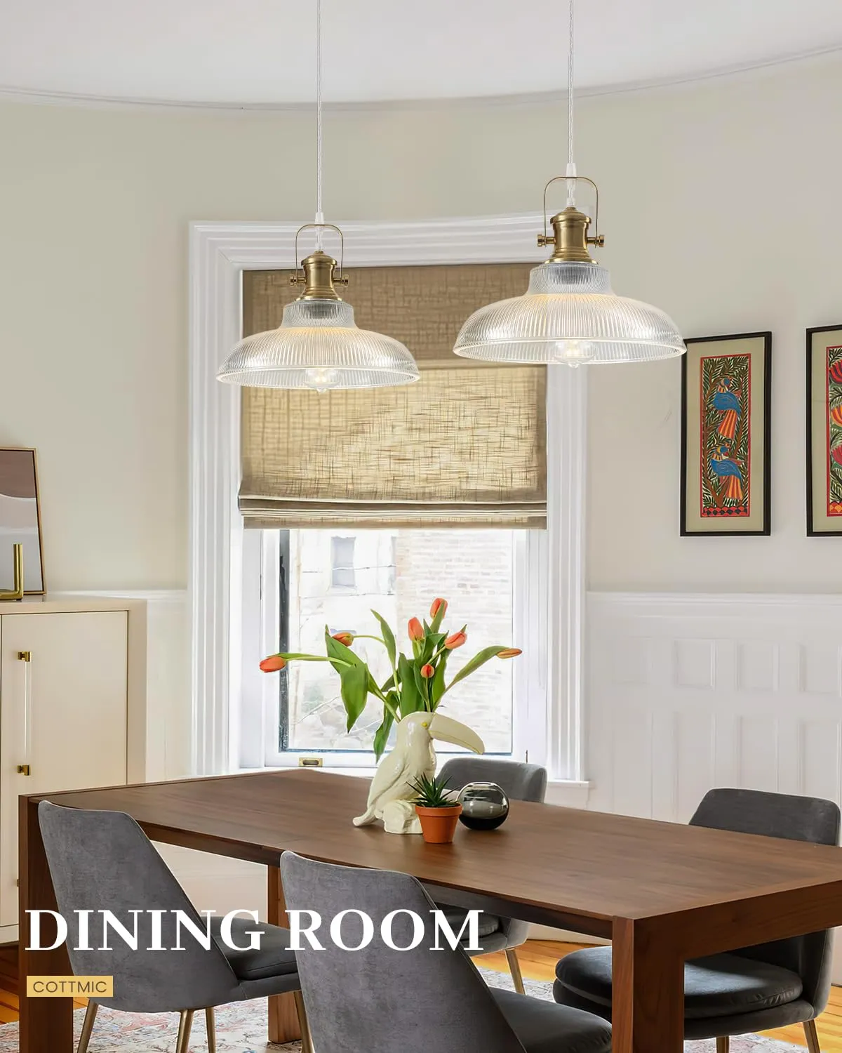 12" Gold Modern Farmhouse Pendant Light 2-Pack - Image 2
