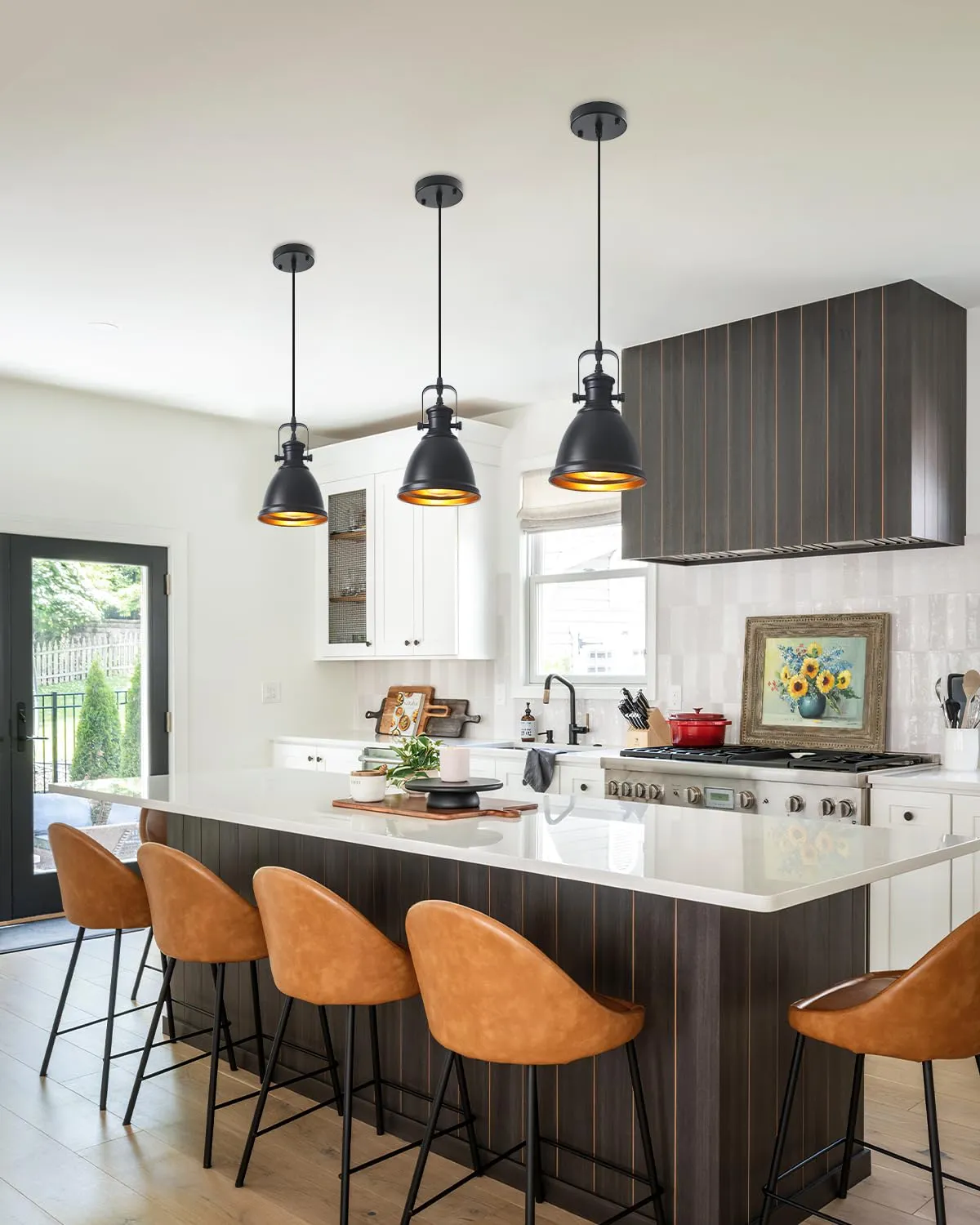 6.5" Black Vintage Farmhouse Pendant Light 3-Pack - Image 2