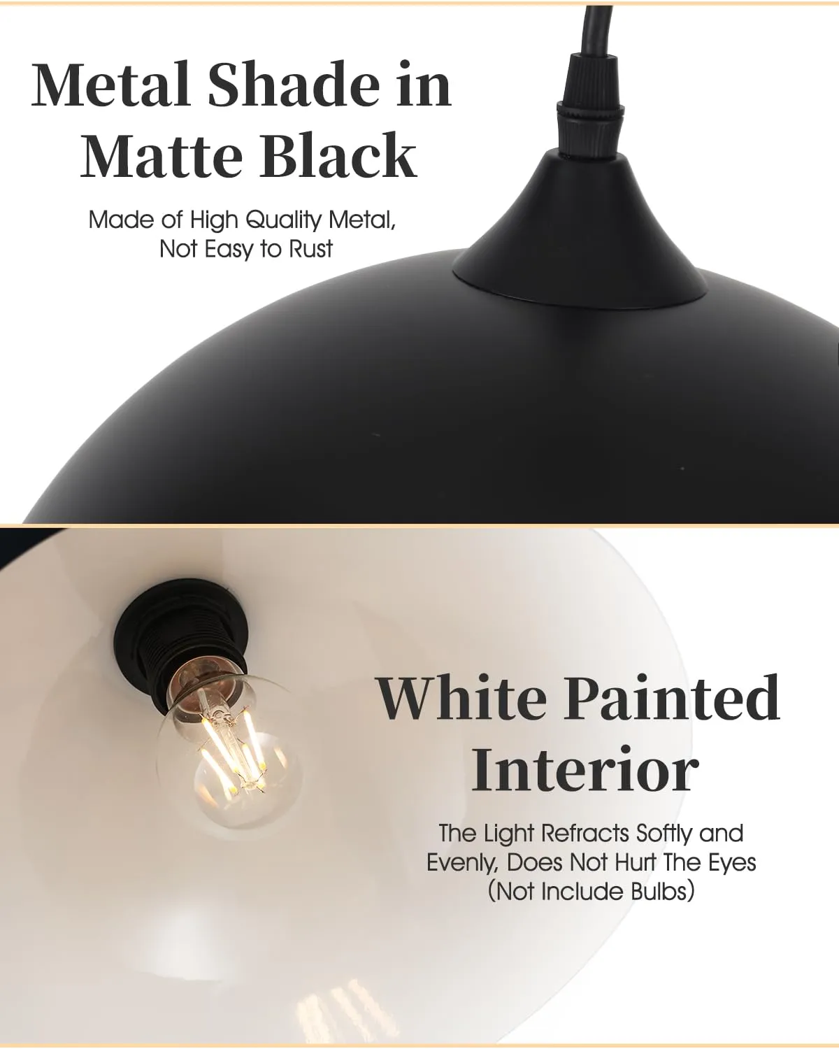 11.8" Black Dome Industrial Farmhouse Pendant Light 3-Pack - Image 6