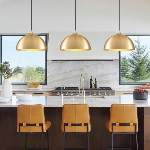 11.8" Gold Industrial Dome Farmhouse Pendant Light 3-Pack