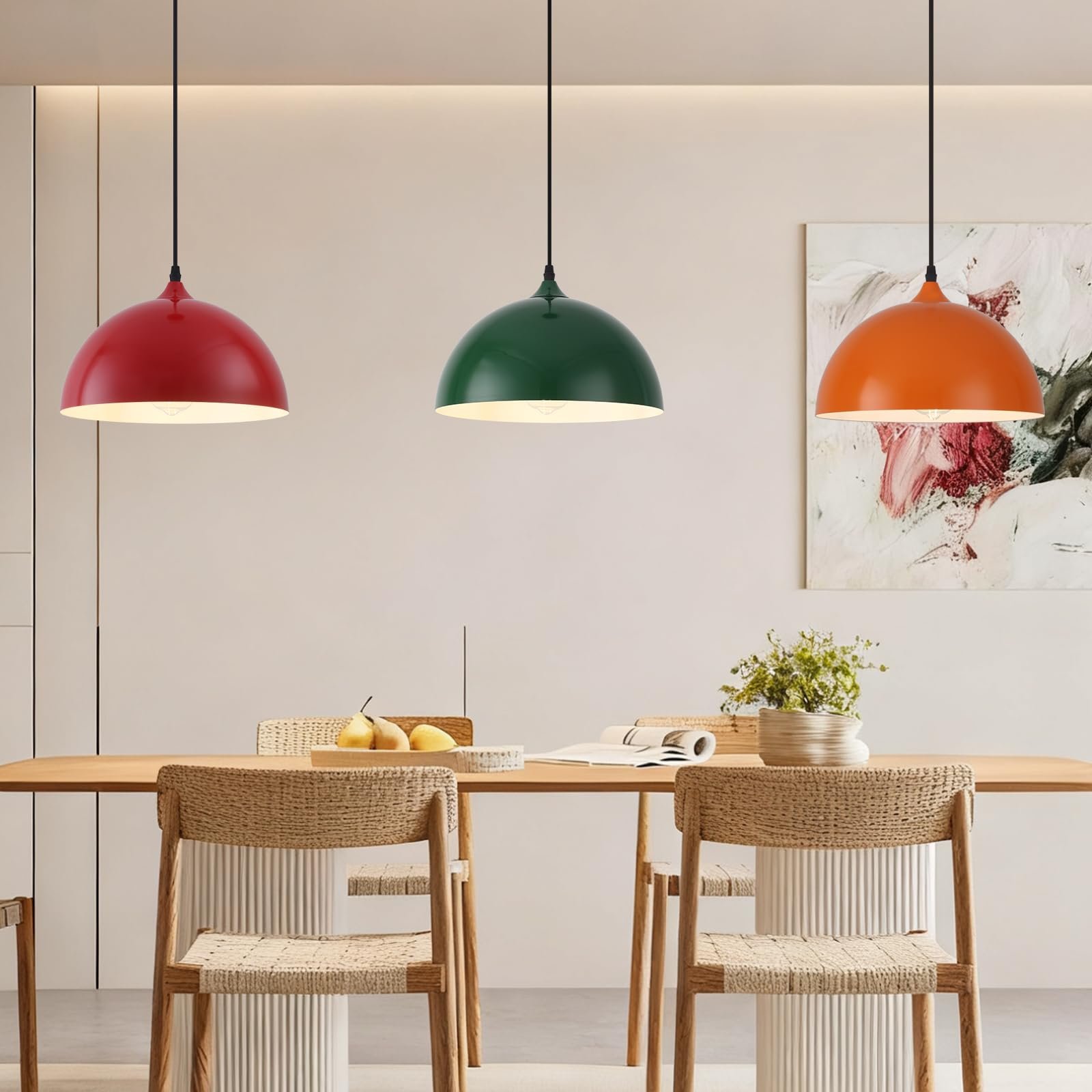 11.8" Colorful Dome Modern Pendant Light 3-Pack - Image 3