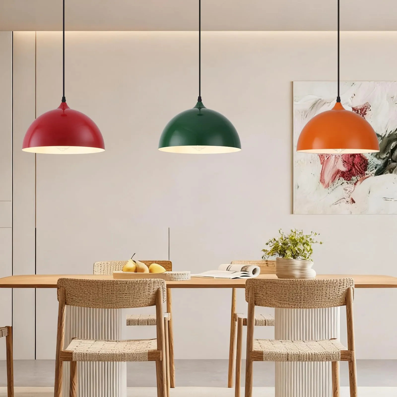 11.8" Colorful Dome Modern Pendant Light 3-Pack - Image 3