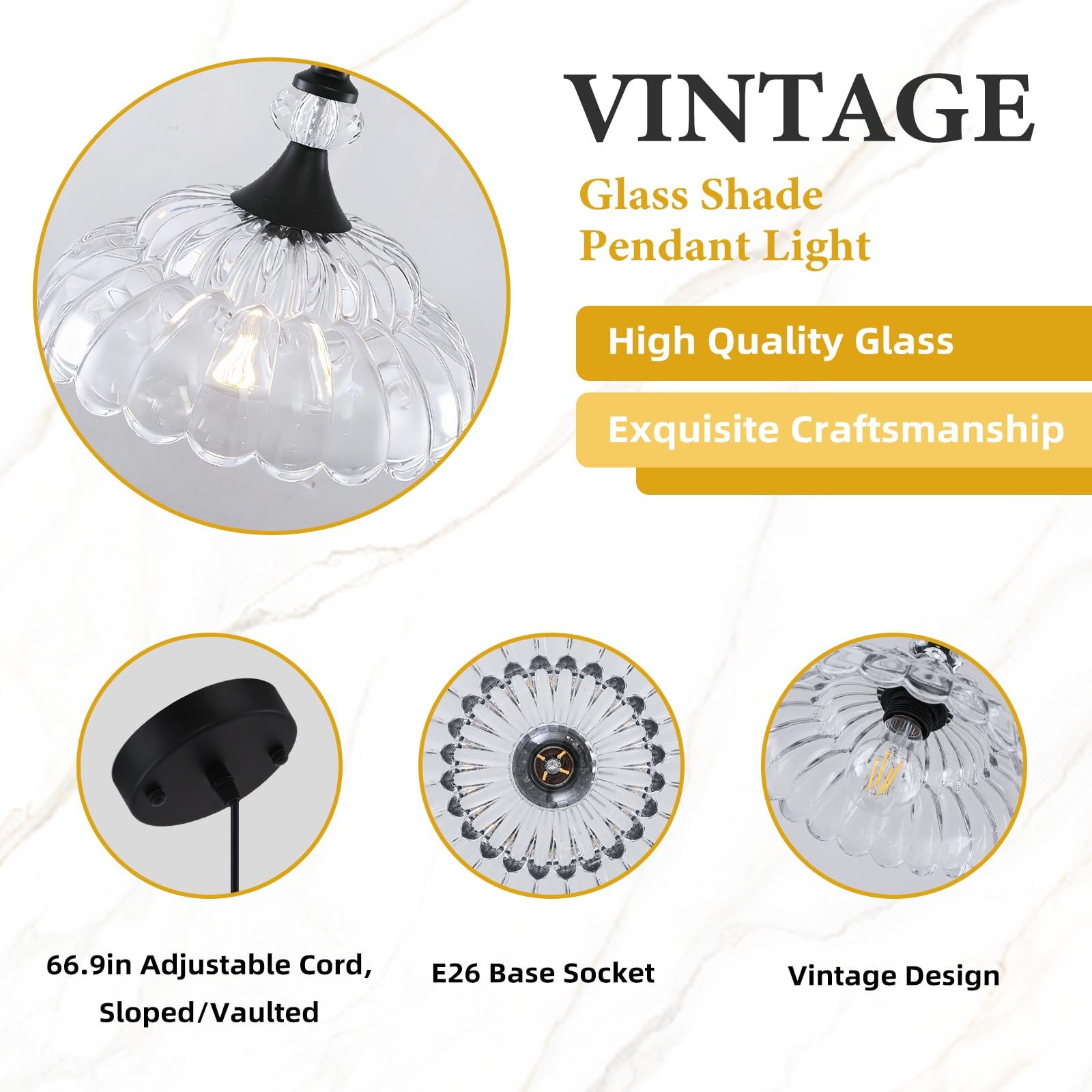 Farmhouse Black Pendant Light with Glass Shade - Image 7