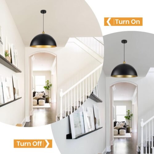 20" Black Vintage Large Farmhouse Pendant Light 2-Pack