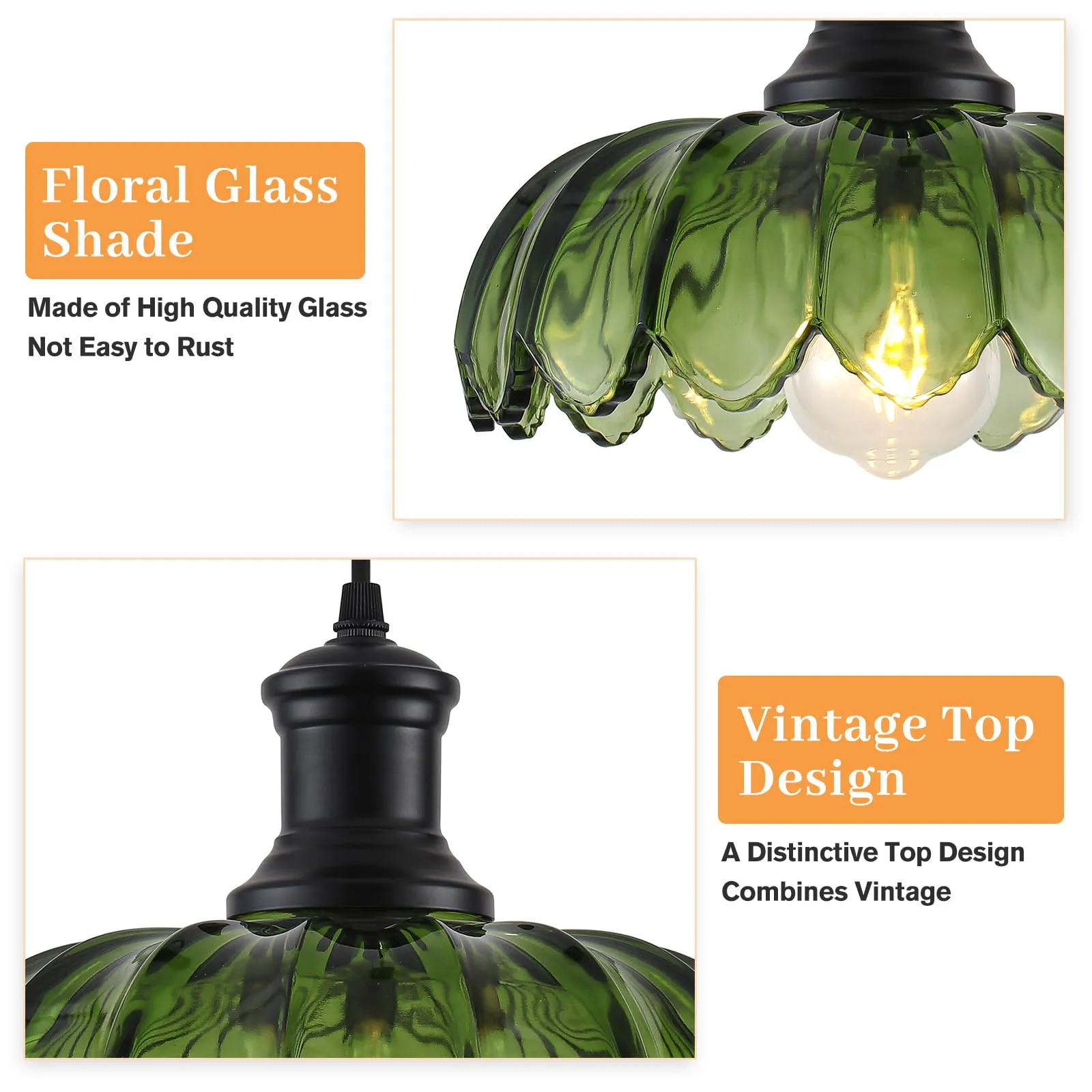 Green Vintage Pendant Light Fixture for Dining Room - Image 7