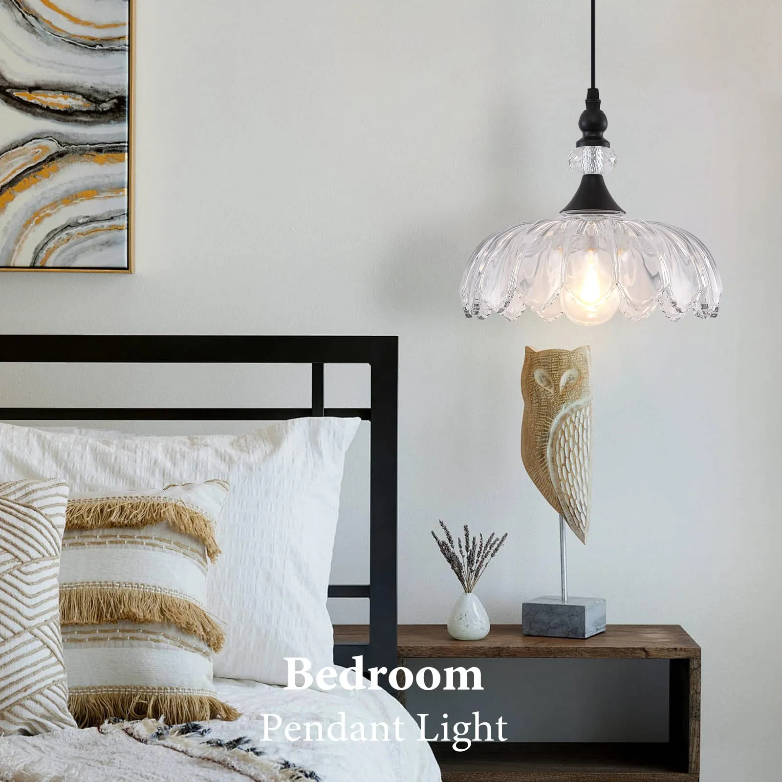 Matte Black Vintage Pendant Light with Glass Shade - Image 6