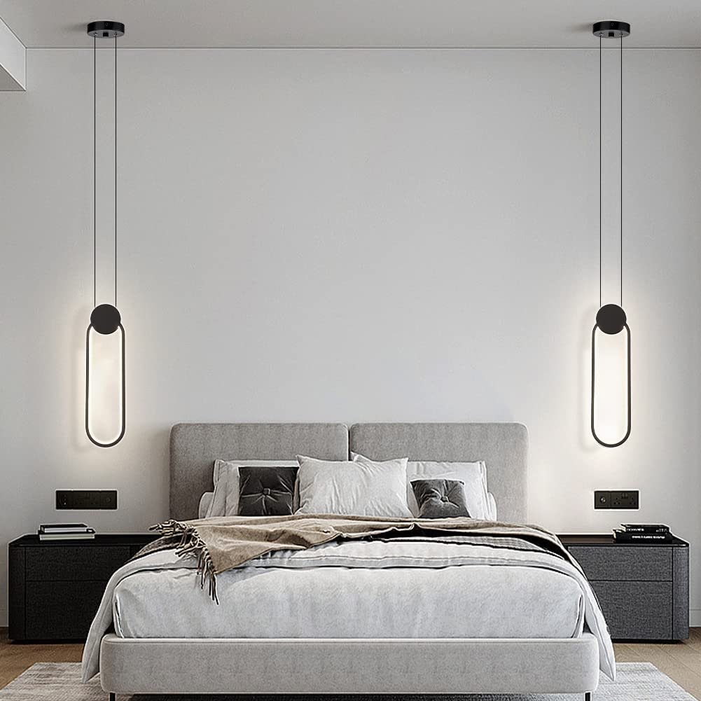 Black Modern LED Oval Pendant Light 2-Pack - Image 6
