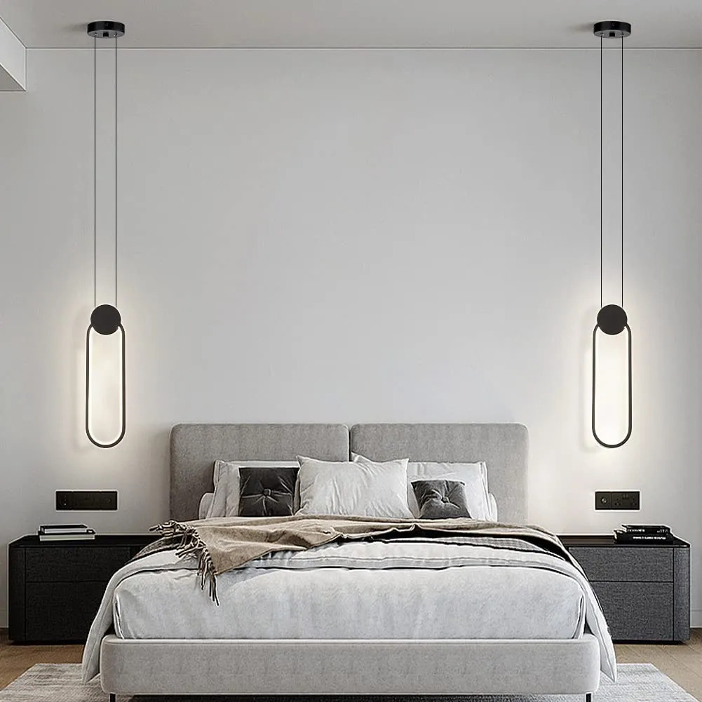 Black Modern LED Oval Pendant Light 2-Pack - Image 6